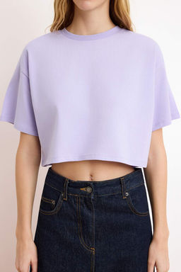 TRENDYOLMILLA Beyaz %100 Pamuk Premium Crop Bisiklet Yaka Orme T-Shirt TWOSS23TS00038  фото 42