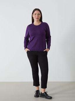 Bisiklet Yaka Kendinden Desenli Uzun Kollu Kad?n Triko Kazak - Waikiki фото 4