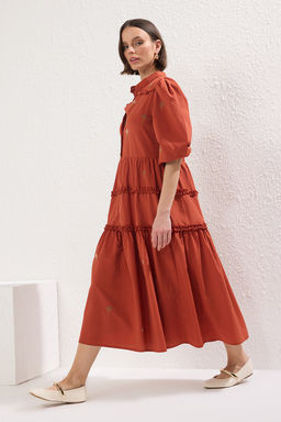 TRENDYOLMILLA Siyah Duz Kesim Nak?sl? Midi Dokuma Elbise TWOAW22EL0882  фото 2