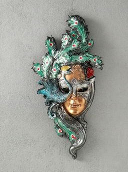 Венецианская маска "Павлин" цветной, 55 см