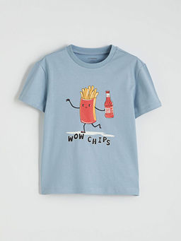 Bisiklet Yaka Bask?l? Erkek ?ocuk Ti??rt