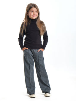 Брюки палаццо в клетку штаны для девочки детская одежда вещи 22-7859 черная клетка - Mini maxi фото 3