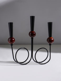 Подсвечник на 3 свечи «Канделябр. Параллельные вселенные», d=2.2 см, чёрный, 25×3.5×27.3 см