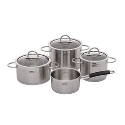 1503 GIPFEL Набор посуды SIGNO 7пр. (ковш 16х8см/1,7л, кастрюля 16х12см/2,4л с крышкой, кастрюля 20х10,5см/3,2л с крышкой, кастрюля 20x14см/4,4л с крышкой), с индукционным капсульным дном. Материал: н