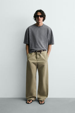 CAMISETA RELAXED FIT ESTRUCTURA FLAM? LAVADO / Antracita oscuro