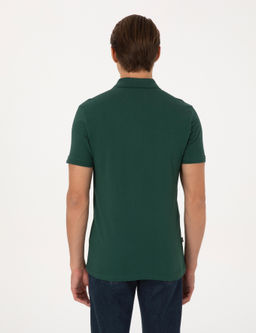 Koyu Ye_il Slim Fit %100 Pamuk K_vr_lmaz Polo Yaka Basic Ti__rt