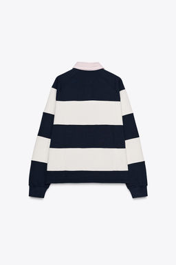 STRIPED POLO NECK SLOGAN SWEATSHIRT - Zara фото 8