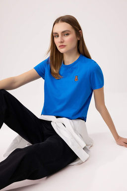 Sar? Regular/Normal Kal?p K?sa Kollu Nak?sl? Tok %100 Pamuk Orme T-shirt TWOSS26TS00232 - Trendyolmilla фото 10