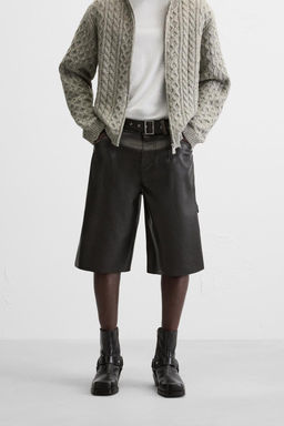 LEATHER-EFFECT BERMUDA SHORTS WITH BELT - Zara фото 2