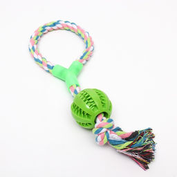 Игрушка канатная с ручкой и мячом, 38 см, до 160 г, зелёная - Пижон фото 5