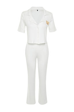 Trendyolmilla Lacivert Ay?c?kl? Fitilli Orme Pijama Tak?m? THMSS21PT0168 фото 7