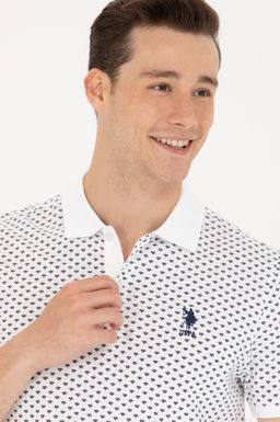 U. S. Polo Assn Мужская белая футболка с воротником-поло - U.s. polo assn фото 2