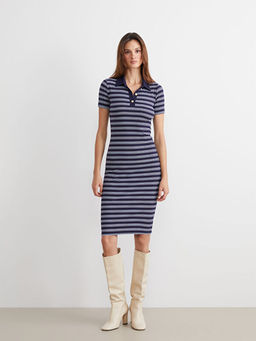 Polo Yaka ?izgili Elbise