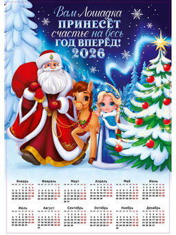 Цена за 20 шт. Календарь 2026 настенный «Лошадка принесёт счастье», А2