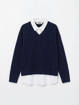 G?mlek Yaka K?z ?ocuk Triko Kazak