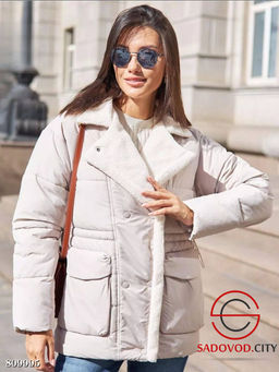 Женская теплая куртка на пуговицах - Bruno фото 3