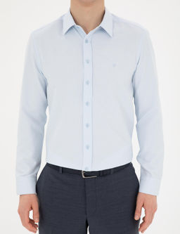 Рубашка Pierre Cardin Slim Fit с длинным рукавом светло-голубая