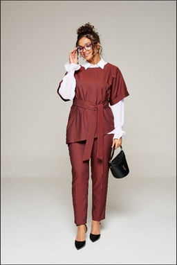 Комплект 3-ка, 6343, блузка, брюки и жилет