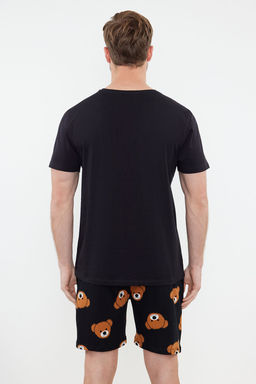 TRENDYOL MAN Siyah Couple/Cift/Family Regular Ay?c?k Desenli %100 Pamuklu Sortlu Pijama Tak?m? TMNSS24PT00049 - Trendyolmilla фото 7