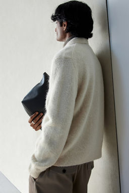 Cardigan cepillado en mezcla de lana Regular Fit - H&m фото 3