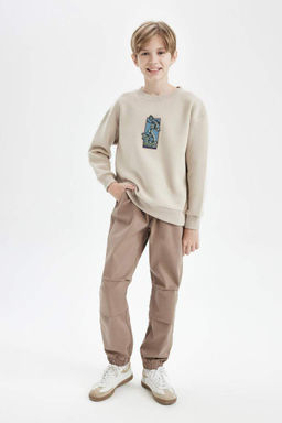 Габардиновые брюки-джоггеры для мальчиков со шнуровкой на талии и эластичными карманами на штанинах - Defacto фото 5