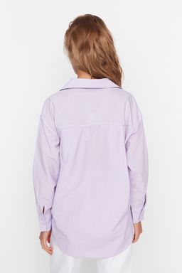 TRENDYOLMILLA Beyaz Tek Cepli Boyfriend/Genis Kal?p Pamuklu Dokuma Gomlek TWOAW20GO0115 фото 38