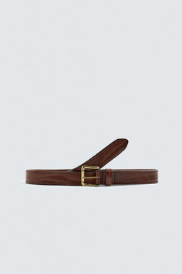 VINTAGE-EFFECT LEATHER BELT - Zara фото 3