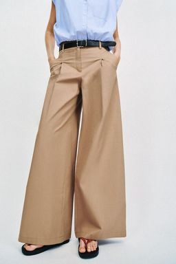 PANTAL?N ANCHO CINTUR?N / Tostado - Zara фото 2