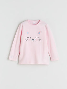 Kedi ??lemeli K?z ?ocuk Pijama ?st