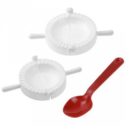 Форма для вареников и пельмений пластмассовая набор 2шт: д7,8см, д6,4см, с ложкой 14,5см цвета микс, в блистере (Китай)