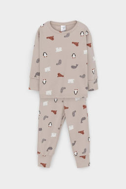 К 1552/северные зверята на бежевом пижама дет