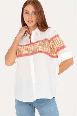 Женская рубашка лососевого цвета с длинным рукавом Неожиданная скидка в корзине