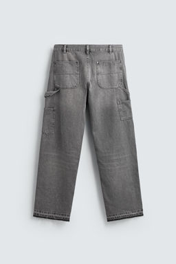 JEANS BOLSILLO CARPINTERO LAVADO / Gris - Zara фото 8