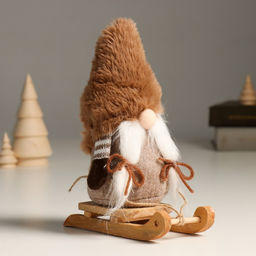 Кукла интерьерная текстильная Бабуся в меховом колпаке на санках, 22.5 см - Simaland фото 5