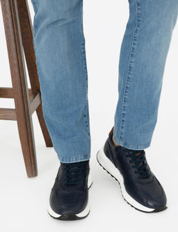 Lacivert %100 Deri Sneaker