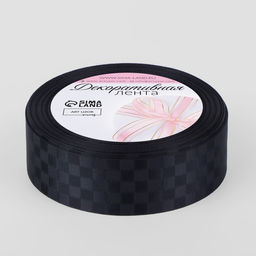 Цена за 2 шт. Лента декоративная Квадраты, 25 мм 9,1 0,5 м, цвет чёрный - Арт узор фото 2