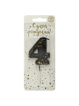 Цена за 2 шт. Свеча в торт «Черные брызги», цифра 4
