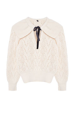 Tas Yumusak Dokulu Kurdele/Fiyonk Ve Inci Detayl? Polo Yaka Triko Kazak TWOAW25KZ00158 - Trendyolmilla фото 6