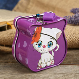 Копилка металл "Милый котёнок" МИКС 8,5х9х4,5 см