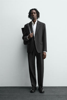 TEXTURED WOOL BLEND SUIT TROUSERS