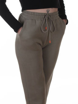 2617 GRAY/GREEN Брюки спортивные утепленные женские (85% хлопок, 10% полиэстер, 5% спандекс)