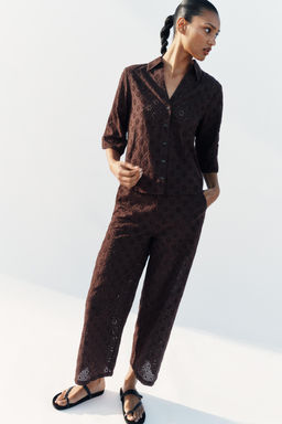 PANTAL?N CULOTTE BORDADOS PERFORADOS / Marr?n - Zara фото 6