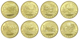 Набор из 8 монет 1 юань 2008 года Олимпиада в Пекине