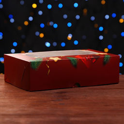 Цена за 2 шт. Коробка подарочная складная с окном «С Новым годом!», 25×15×7 см