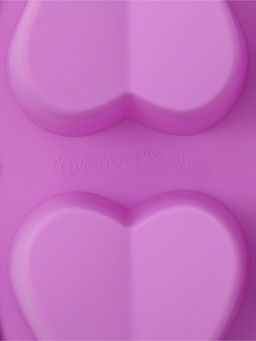 Форма для выпечки Доляна Сердце напополам, силикон, 25.8?17?3.2 см, 6 ячеек (7?6.5?3 см), розовая