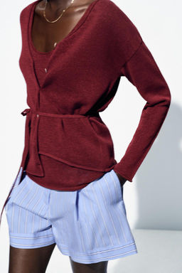 KNIT LINEN BLEND CARDIGAN - Zara фото 8