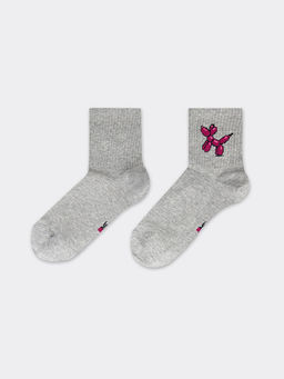 Цена за 5 пар! Носки женские серого цвета с рисунком надувной собачки - Mark formelle фото 3