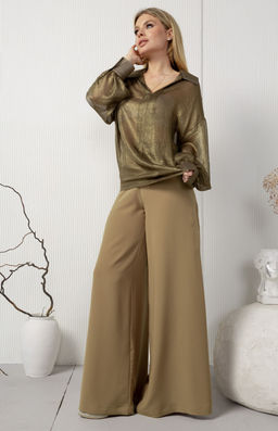 Блуза AMORI 6451 хаки с блеском  фото 2