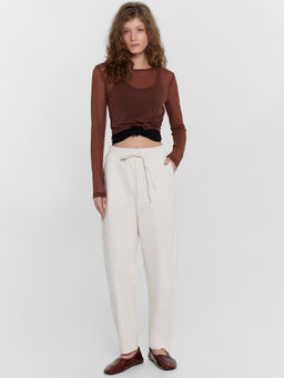 Брюки женские в бело-бежевом цвете белый песок 182422 - Mark formelle фото 3