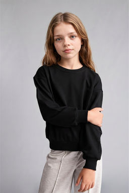 Pamuklu Relaxed Fit Sweatshirt K_z _ocuk - Defacto фото 3